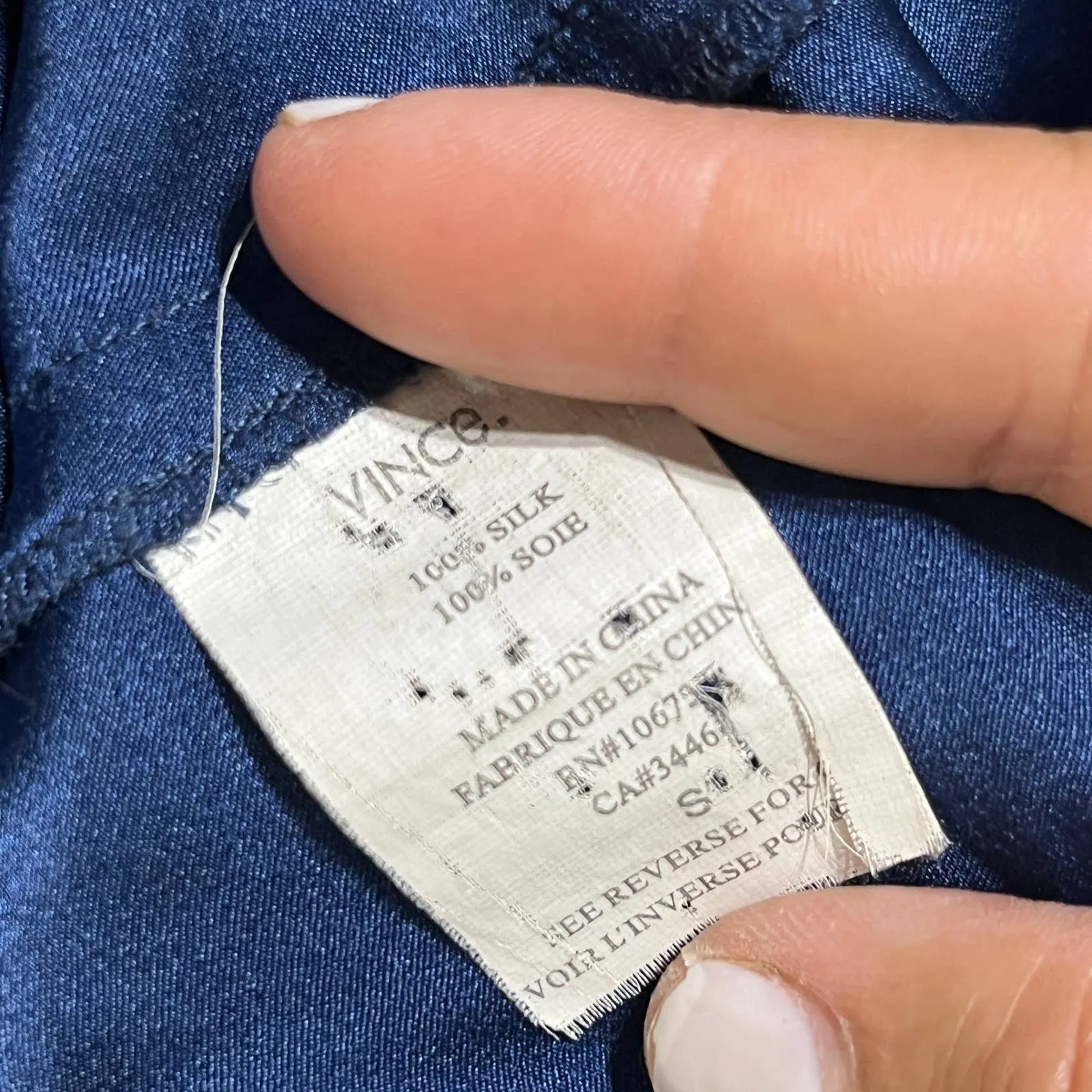 Vince Quarter Zip Tunic Top 3/4 Sleeve Women Navy Blue Size Small - Image 4