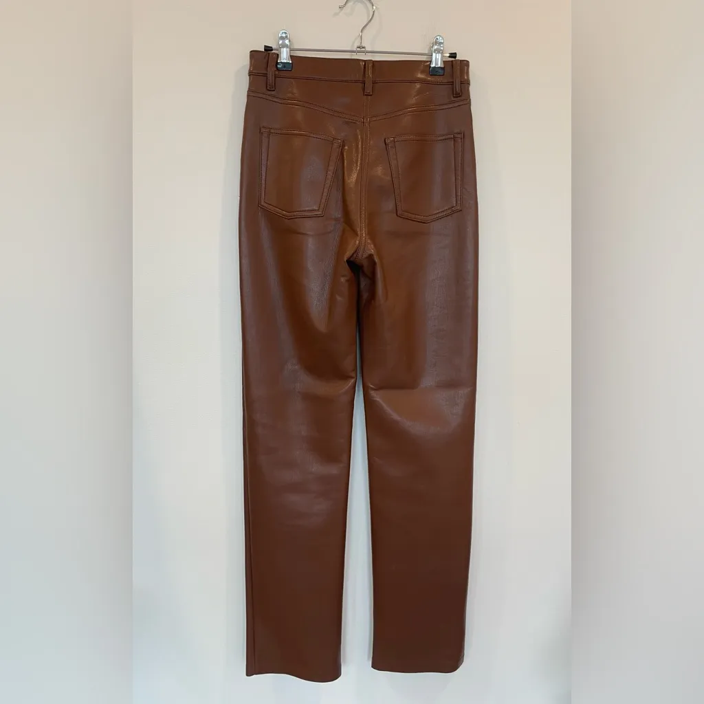 Aritzia Wilfred Melina Pants in Espresso Brown Faux Leather - Image 2