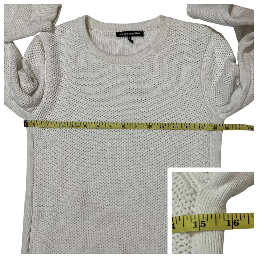 Rag & Bone/Jean Cotton Knit Crewneck Sweater - White - XS - Image 5