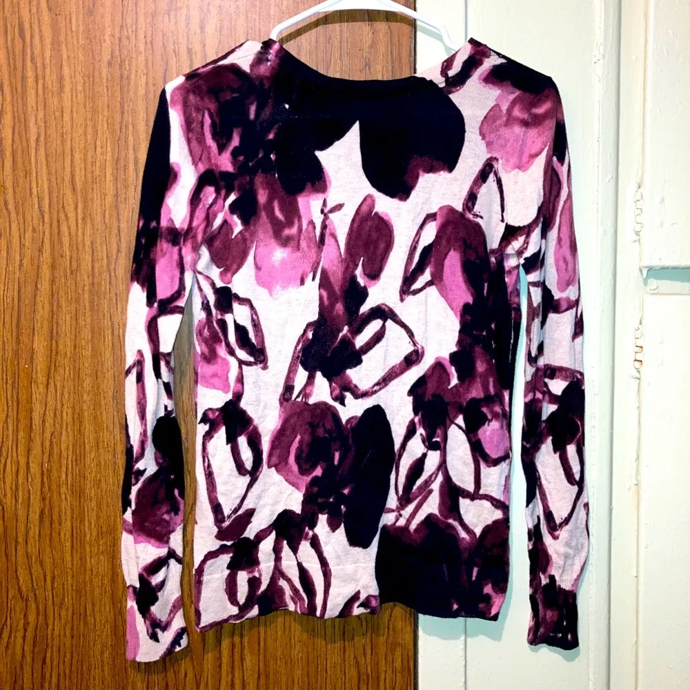 Vera Wang Multicolor Floral Cardigan Lightweight Button Sweater Size Sm Petite - Image 2