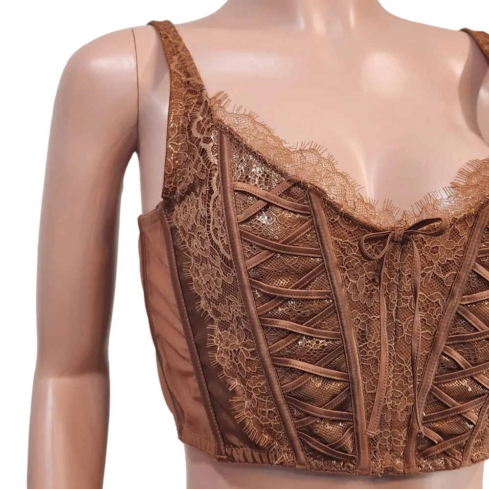 Victoria Secret Dream Angels Brown Corset Top Sz XL - Image 3