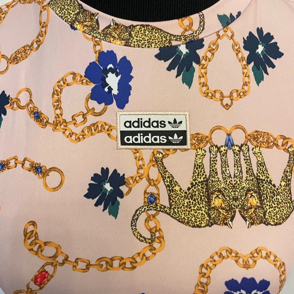 Adidas X HER Studio London Cropped Tee T-Shirt Leopard Print Pink NEW - Image 3