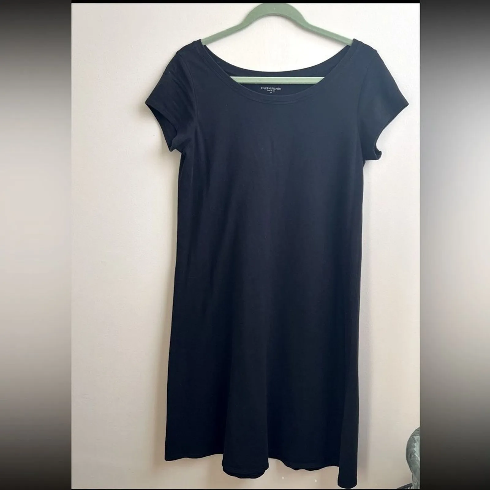 Eileen Fisher black organic cotton classic Tee Shirt dress Size Medium - Image 2