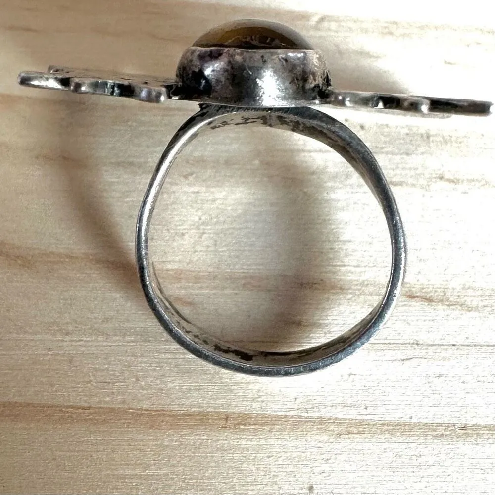 Vintage Taxco Sterling Silver Butterfly Ring w/ Tiger’s Eye – Signed JSS - Image 12