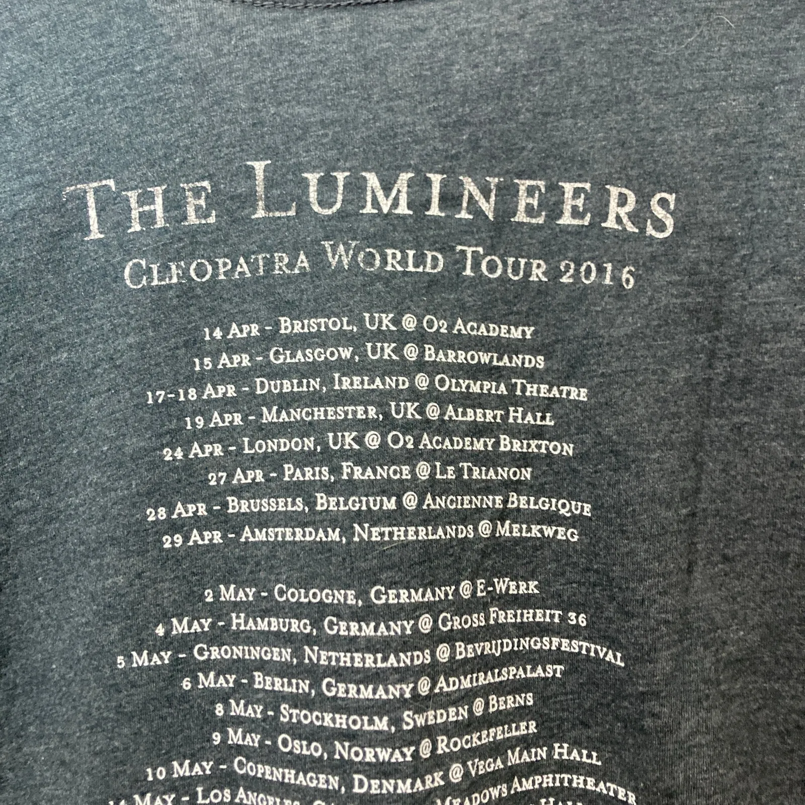 The Lumineers Official Merchandise Cleopatra World Tour 2016 Band Concert Shirt Gray - Image 8