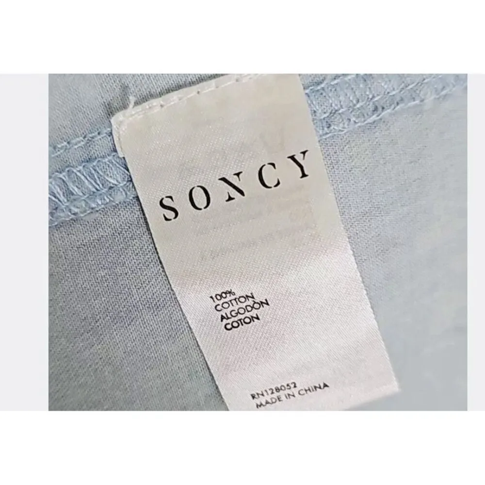 Soncy Women’s Plus Size Shawl Collar Duster Jacket 2XL Blue Chambray Light NWT - Image 4