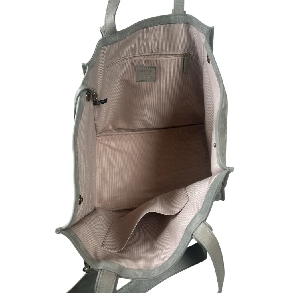 Margot New York Jamee Double Handle Genuine Leather Tote Bag & Wallet in Green Blue - Image 4