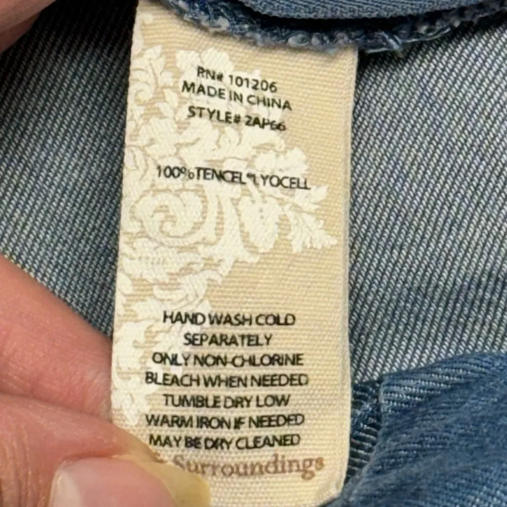 Soft Surroundings Romper Denim Blue Chambray Culottes Jumpsuit Women Size Medium - Image 11