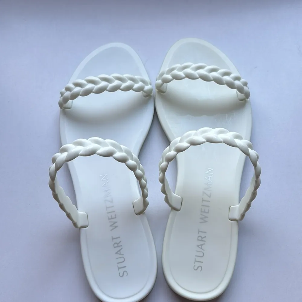 Stuart Weitzman Braided Jelly Flats Strappy Sawyer Slip On Slide Sandals‎ Shoes - Image 8
