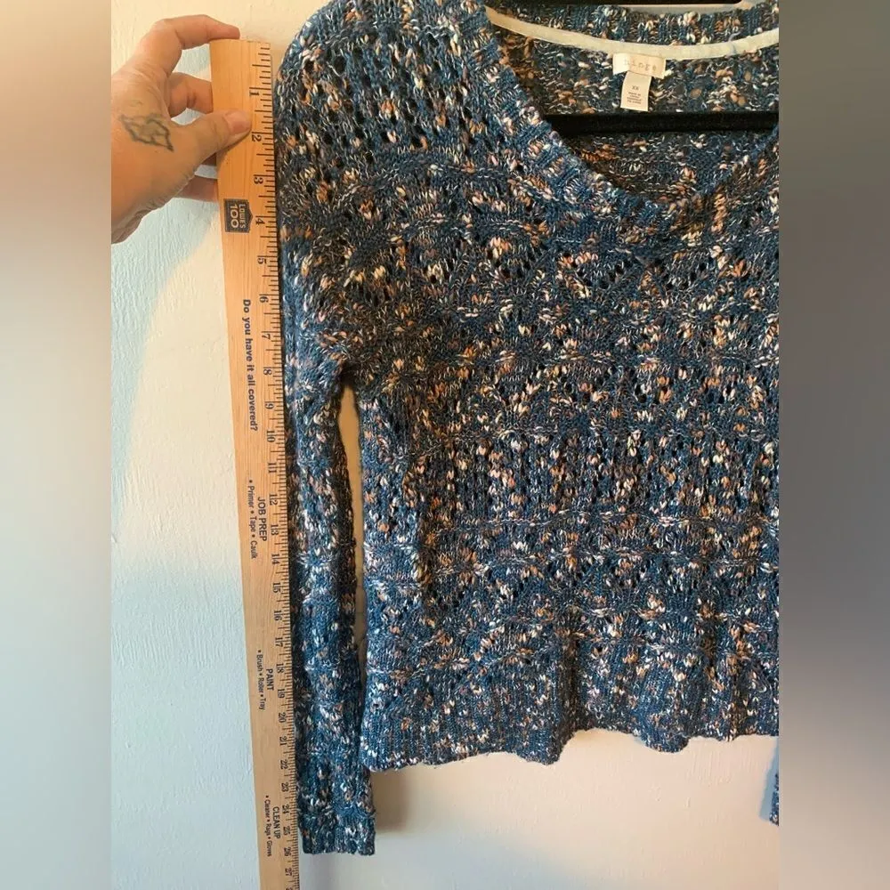Hinge angora wool blend blue crochet sweater size XS - Image 5