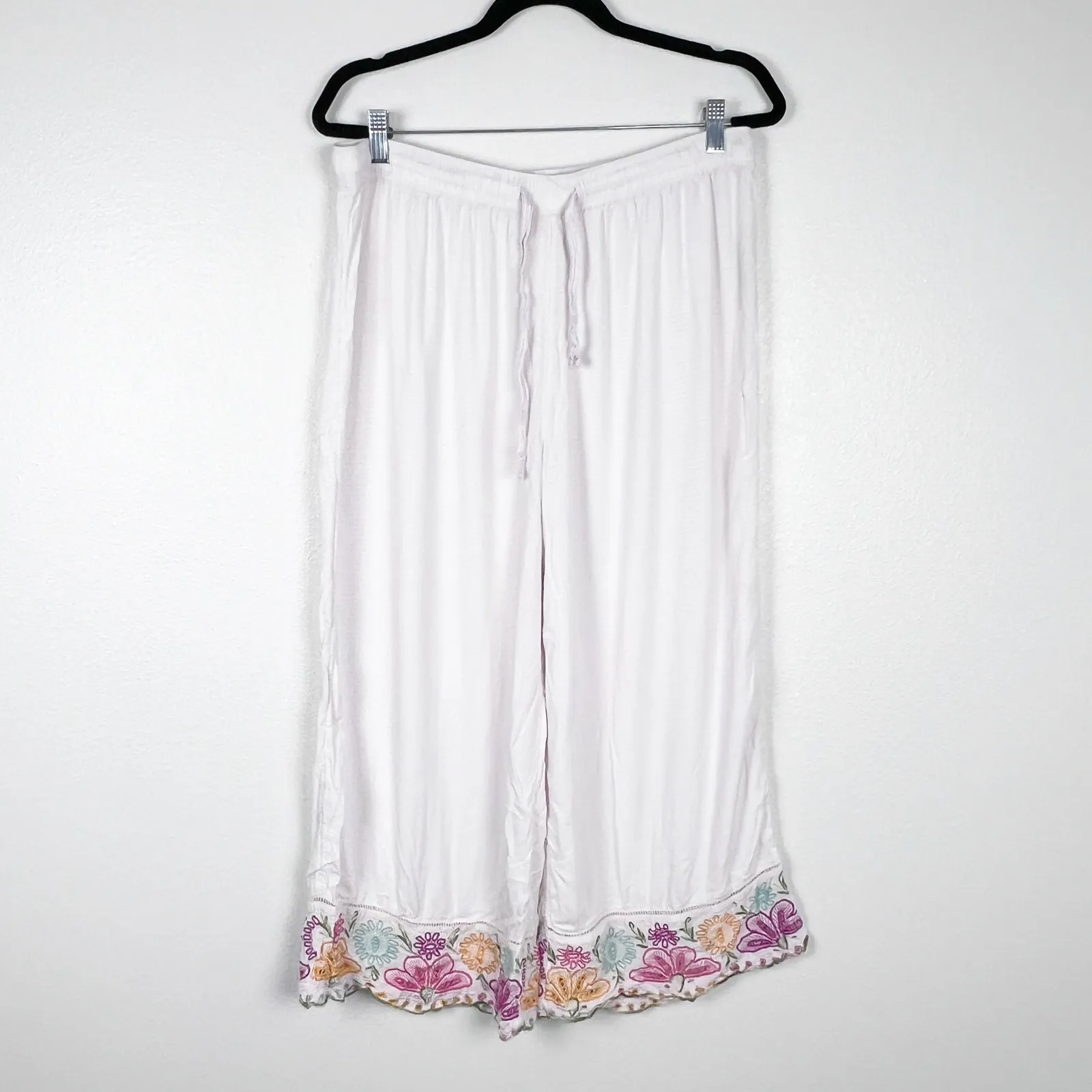 Anthropologie Women's Pennbrooke Embroidered Sleep Pant White Sz L - Image 2