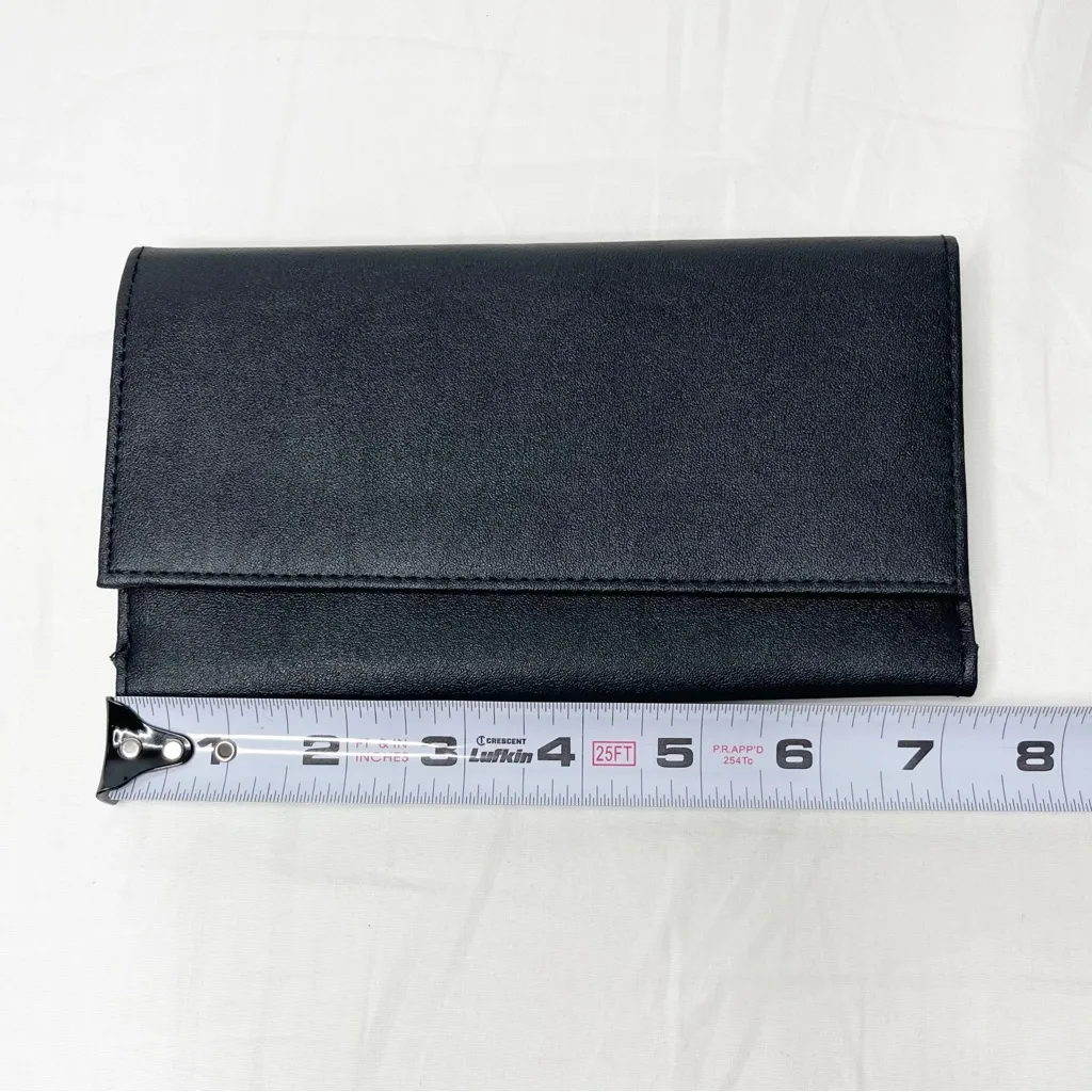 NEW Three Stars Black Nylon Flap Wallet Billfold Snap Closure Credit Card - Image 8