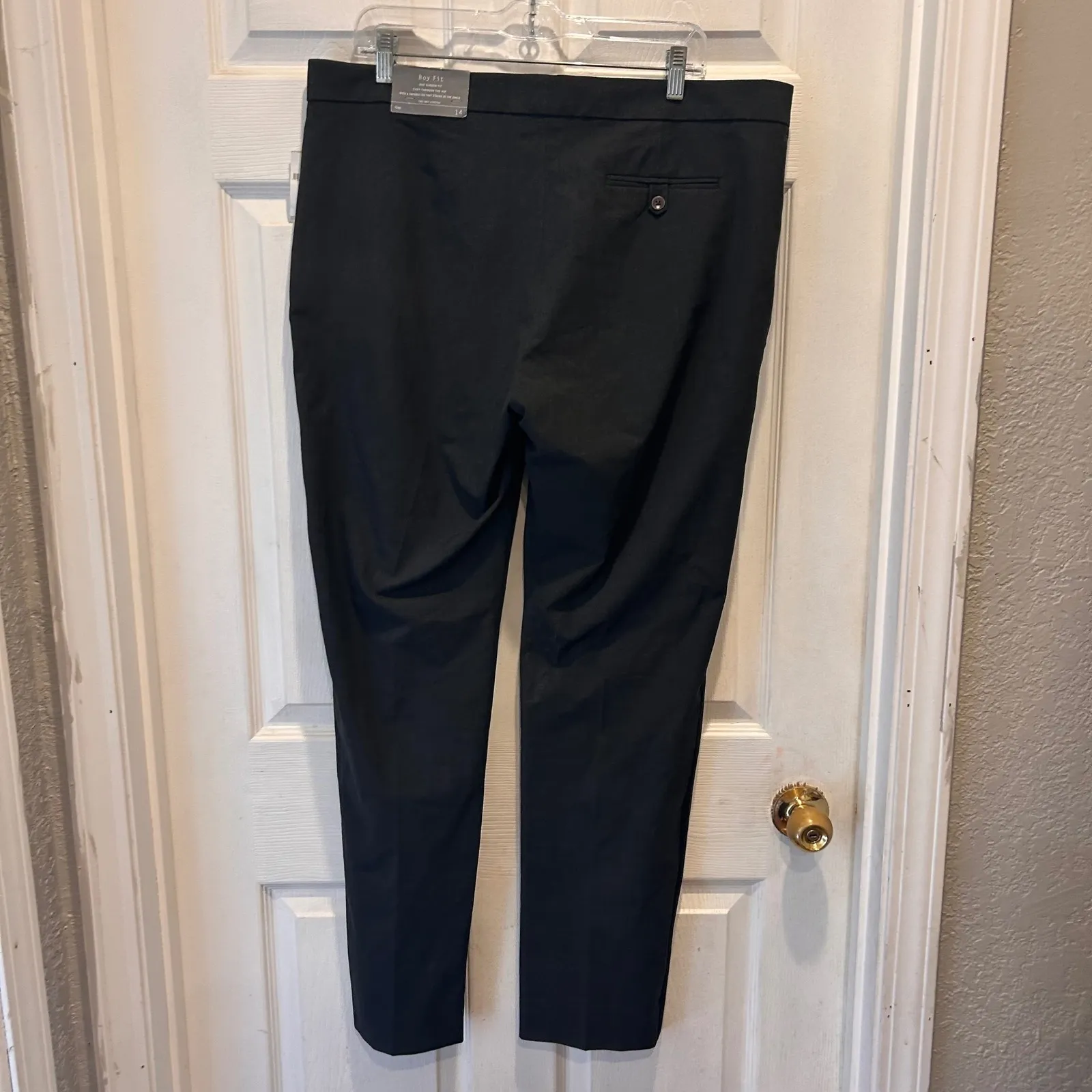 NWT Gap‎ Women Sz 14 Boy Fit Tapered Leg Pants Black Two Way Stretch Business - Image 6