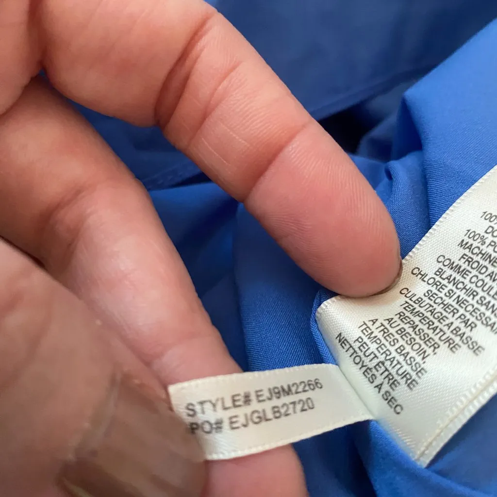 Eliza J Floral Faux Wrap Dress Size 8 Dusty Blue Ruffle Midi Belted Boho Wedding - Image 8