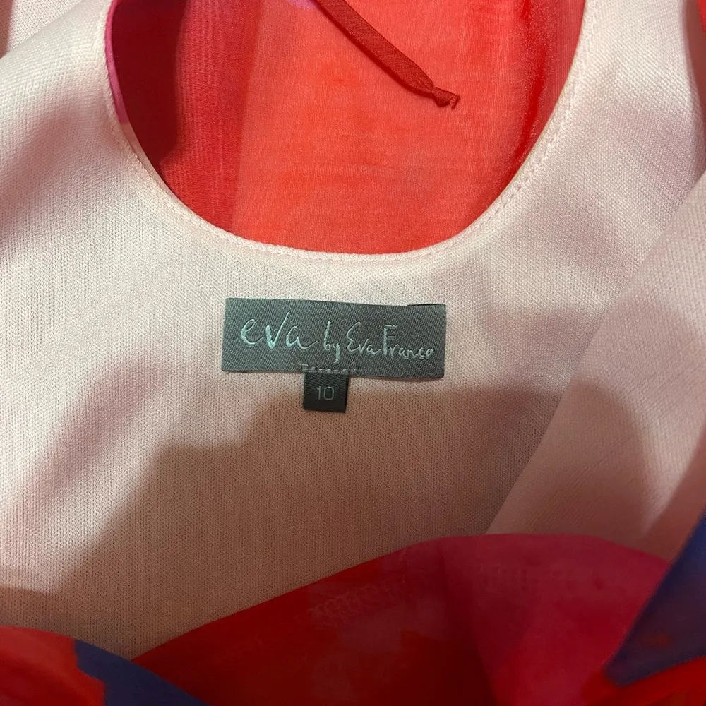 Anthropologie x Eva Franco Pink Rose Painted Sleeveless Midi Dress Size 10 Red - Image 5