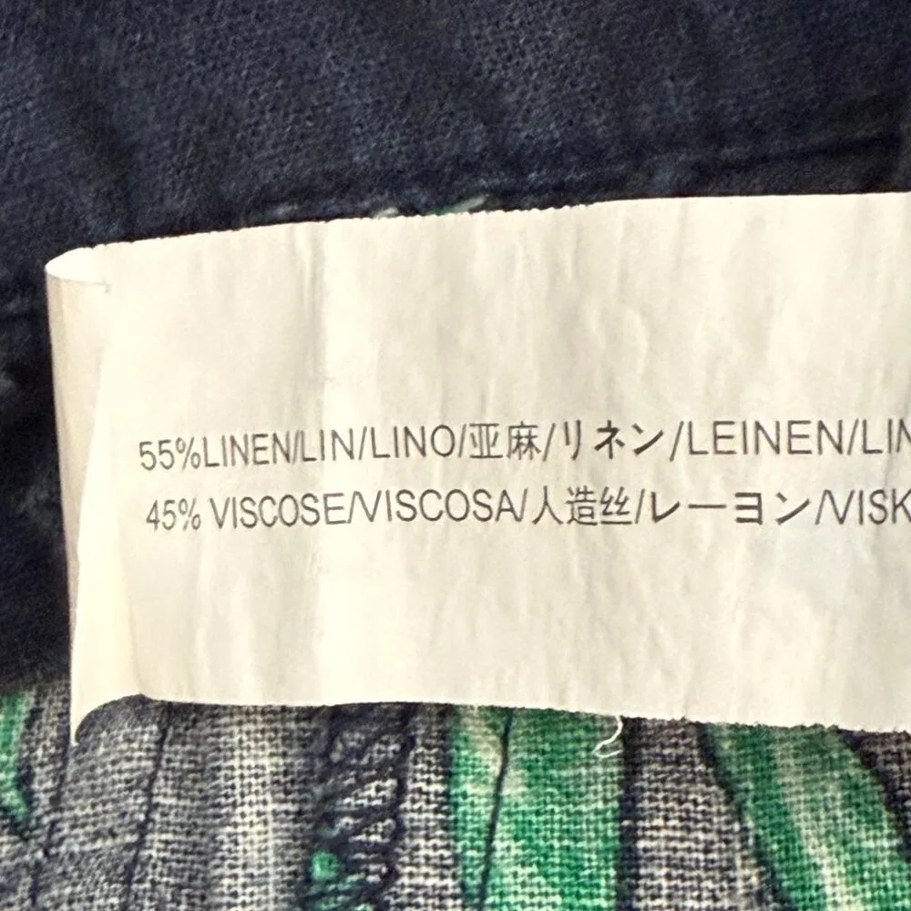 Moon River High Waisted Paperbag Pleated Loose Fit Belted Floral Shorts M Blue Size M - Image 10