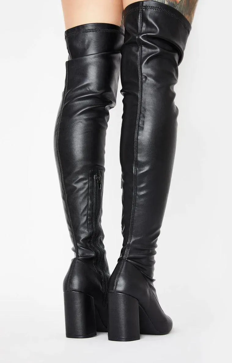 Dolls Kill Black Over The Knee Fantasized Lie Thigh High Boots - Image 4