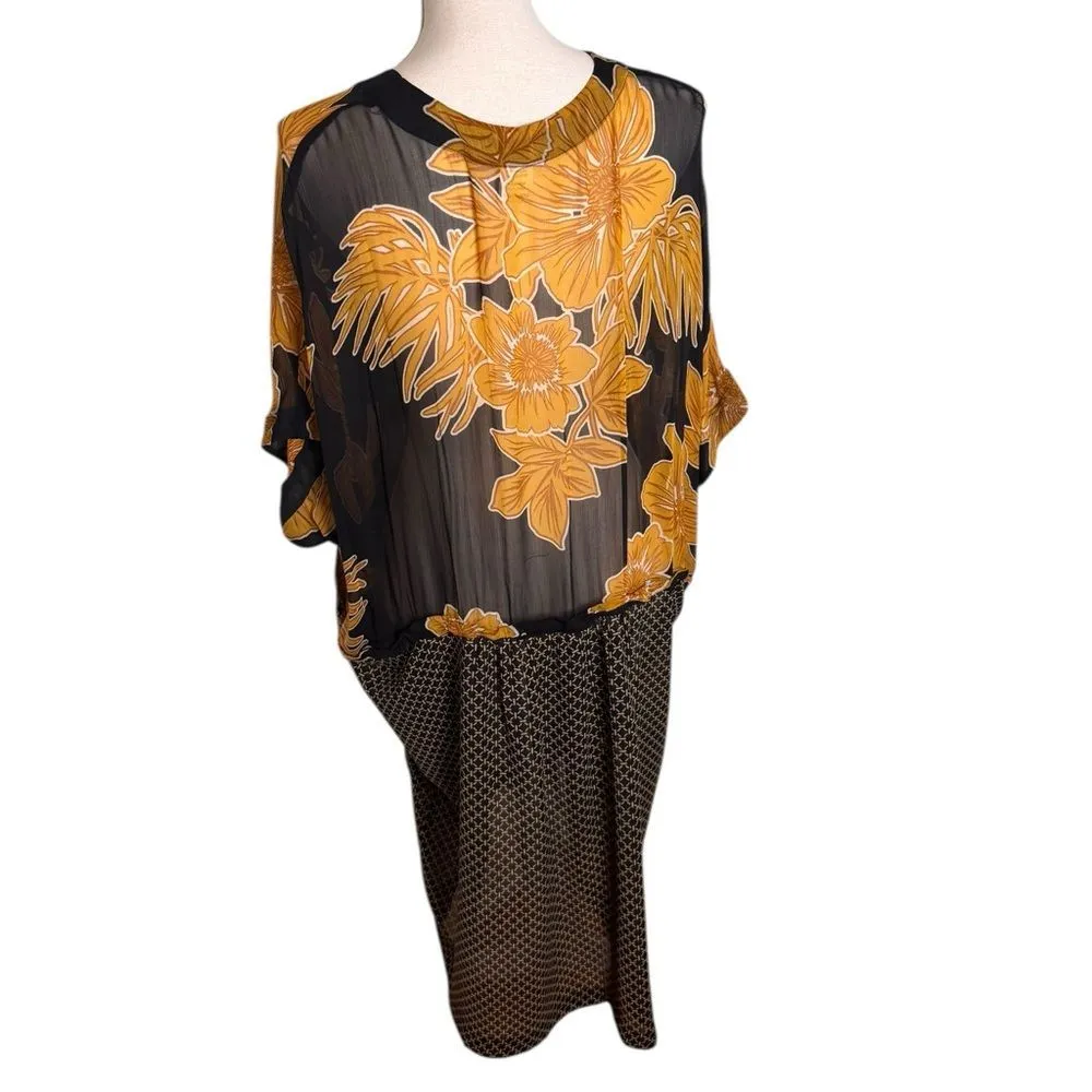 Alembika LANAI CHIFFON SHIFT DRESS, GOLD Large Black - Image 4