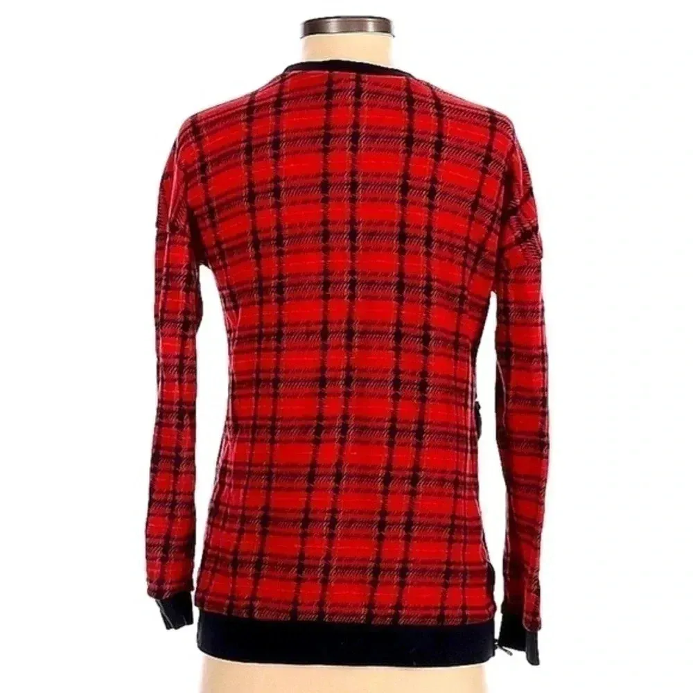Vans Y2K Red Black Plaid Alternative Grunge Retro Sweater Women’s Size XS - Image 2