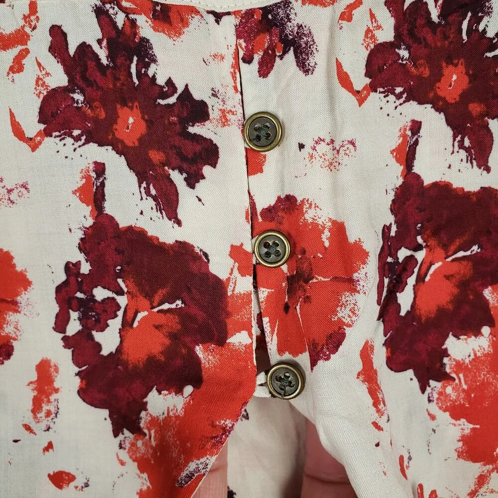 NWT Lucky Brand Half Button Floral Long Sleeve Tunic Top Women's Size Medium - Image 9