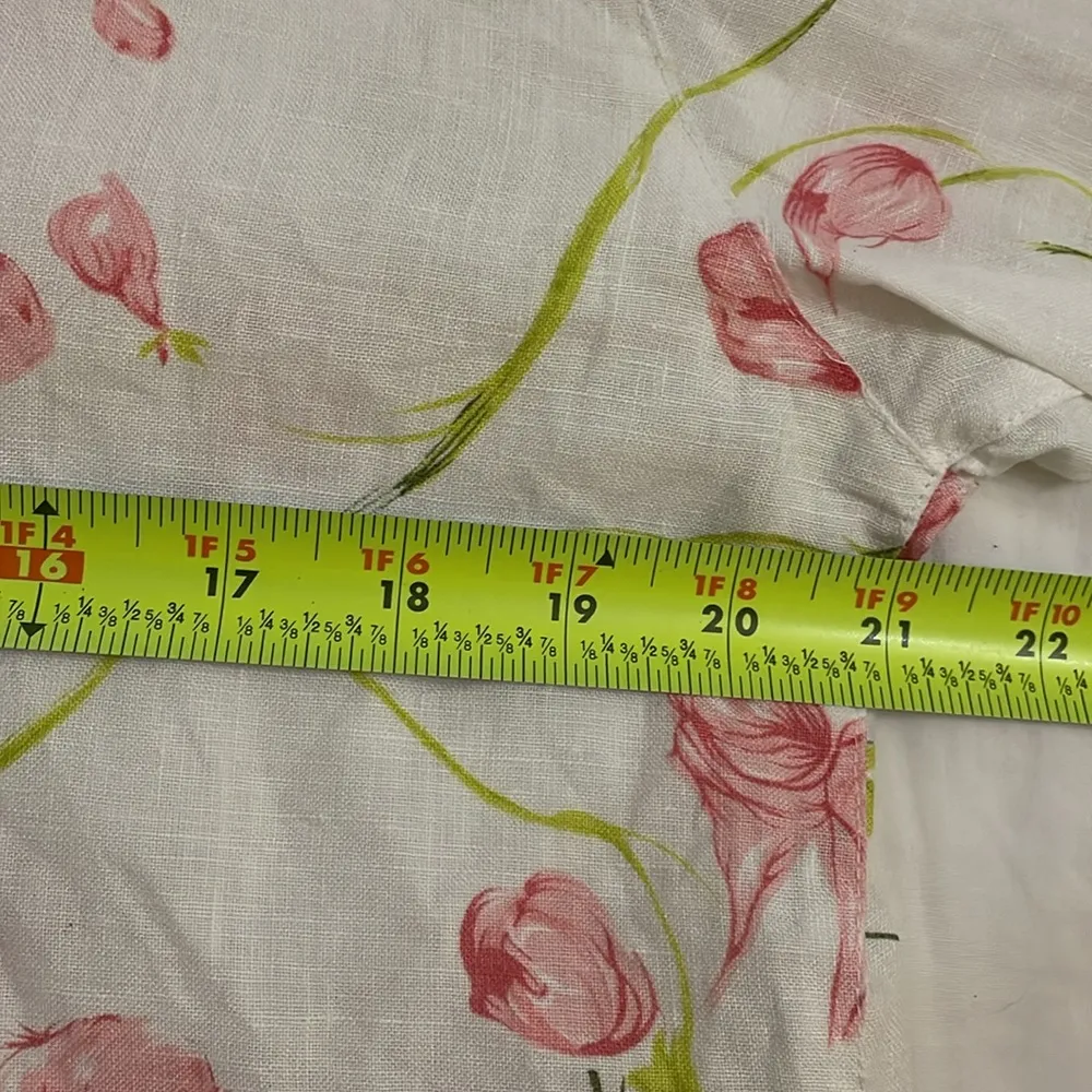 Island Republic White Floral Linen Button Up Shirt Womens Size Small Oversized - Image 5