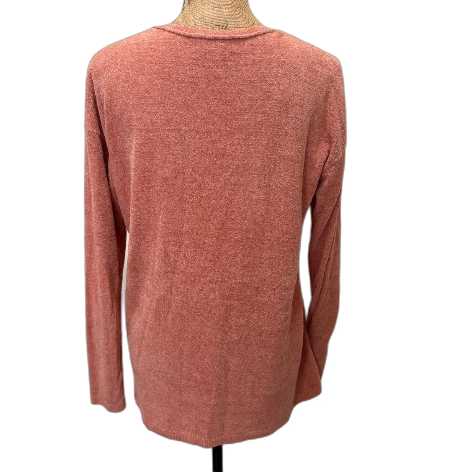 Barefoot Dreams CozyChic Ultra Lite Notch V-Neck Tunic Top Peach Pink Size Small - Image 2