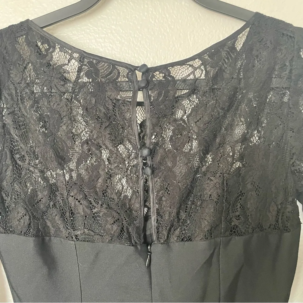 REISS Aloe Black Lace Panel Sweetheart Neckline Silk Dress 4 - Image 8