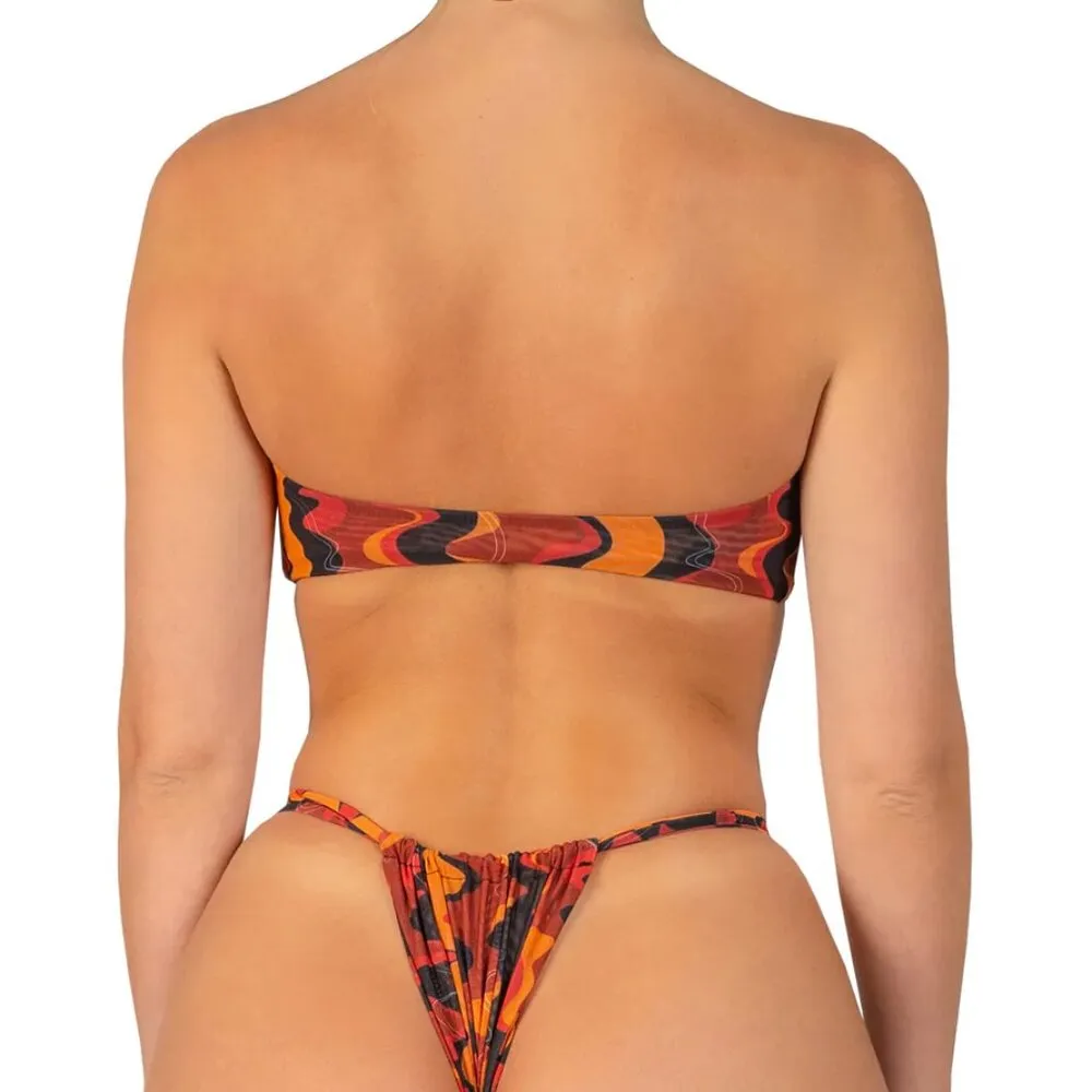 Gonza Bandeau Top loro print mesh womens Red small swim vacation abstract funky - Image 5