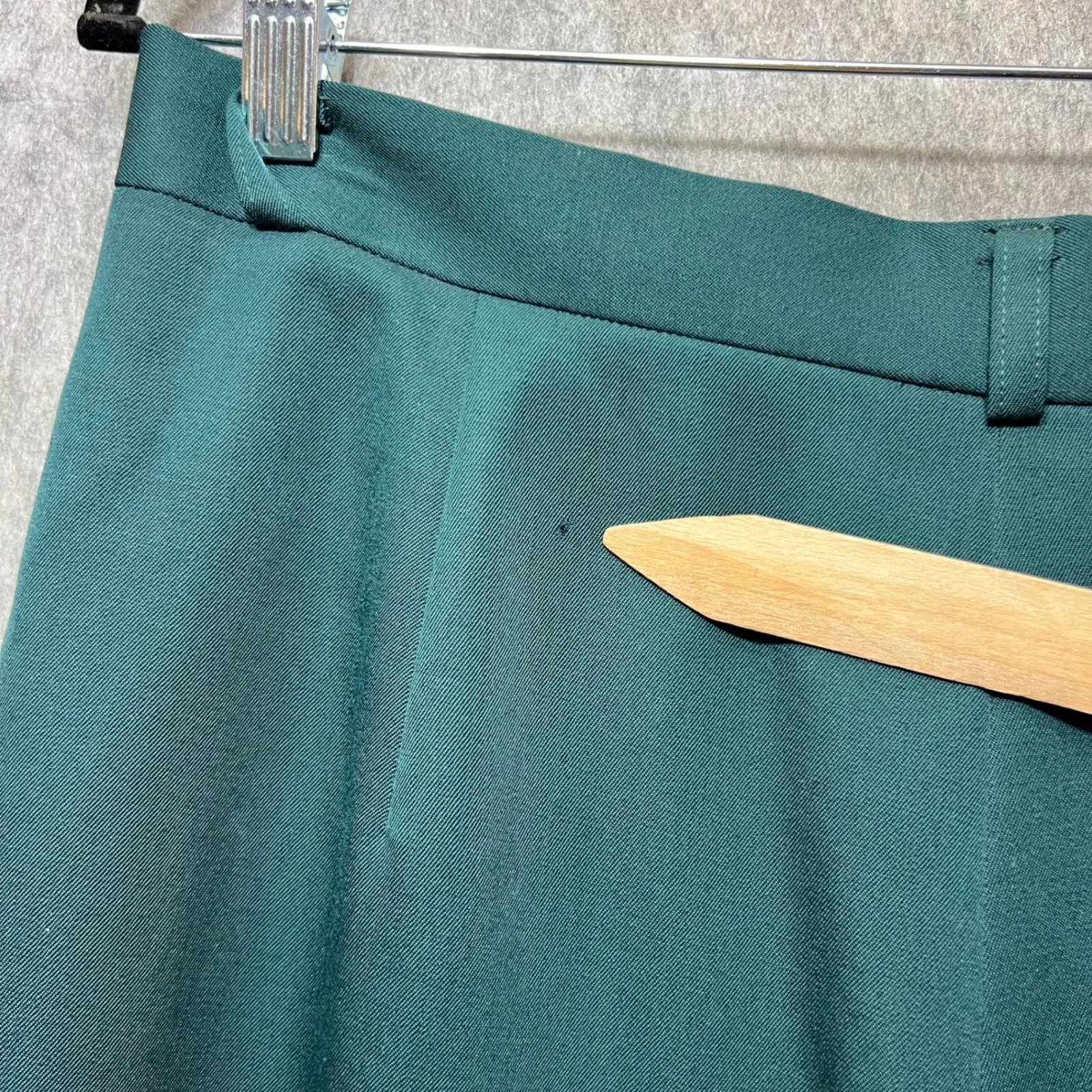 Vintage Classiques Entier Wool Wide Leg Dress Pants Pleated Front Green Size 14 - Image 8