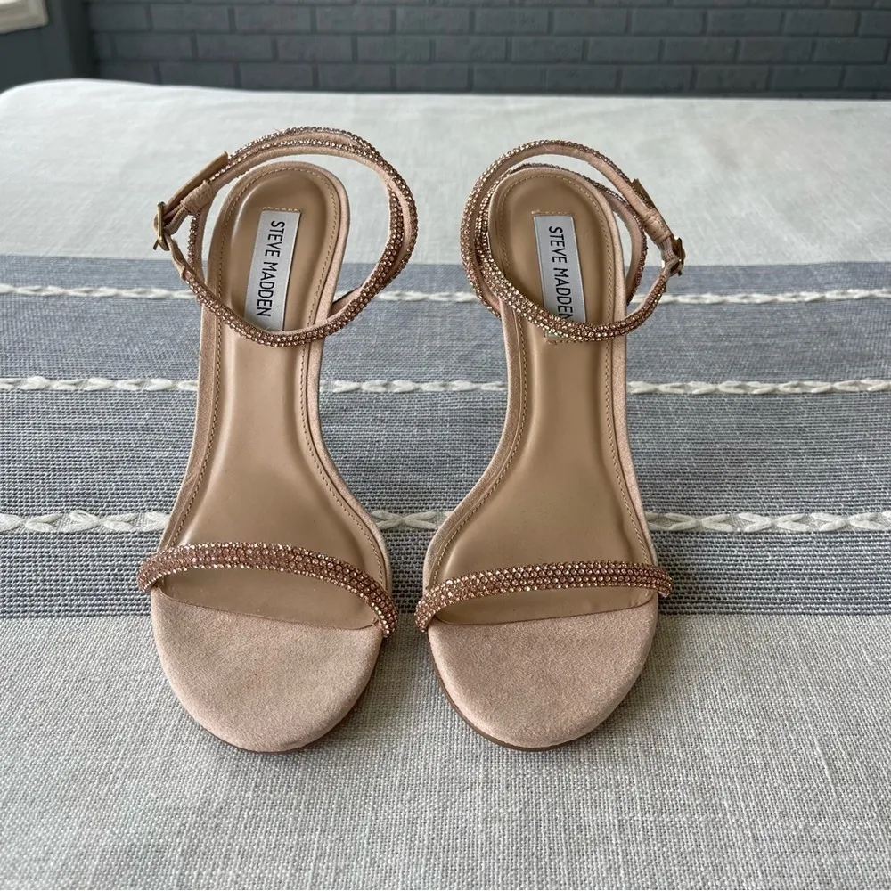 Steve Madden Breslin Blush Heels Rhinestones Size 8 Rose Gold - Image 3