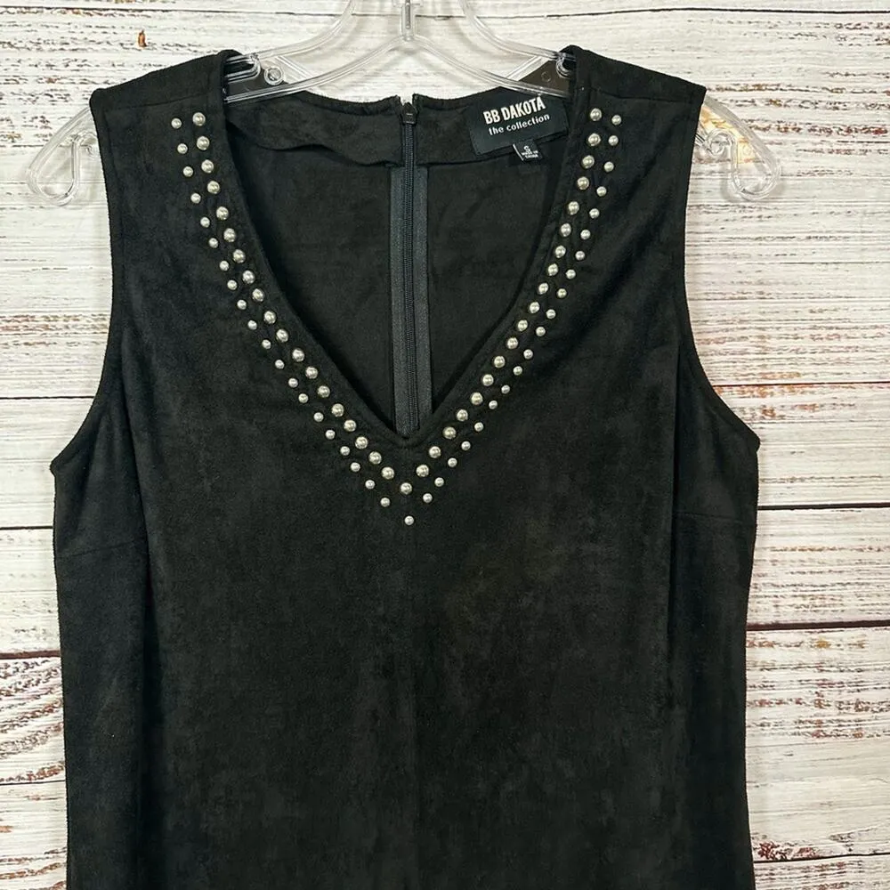 BB Dakota Brayton Black Faux Suede Silver Studded Dress, EUC, Small, MSRP $98 - Image 6