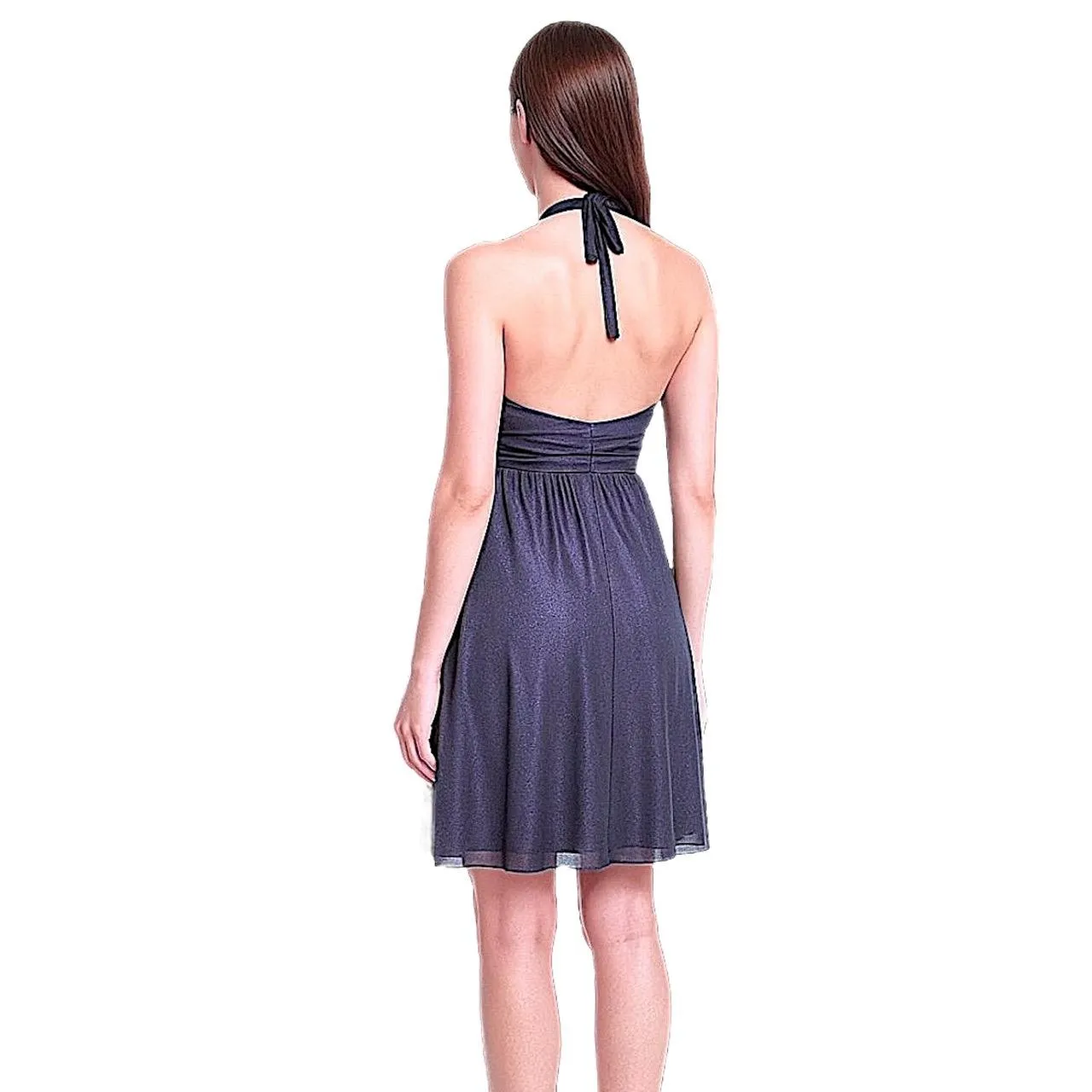 City Triangles Dress Womens Black Lavender Vneck Glitter Shimmery Formal Prom - Image 2