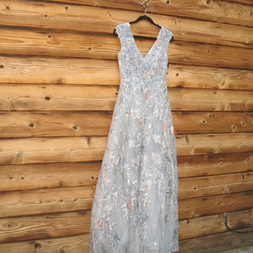 Mac Duggal 20263 Emery Embroidered Gown Dress Gray 6 - Image 8