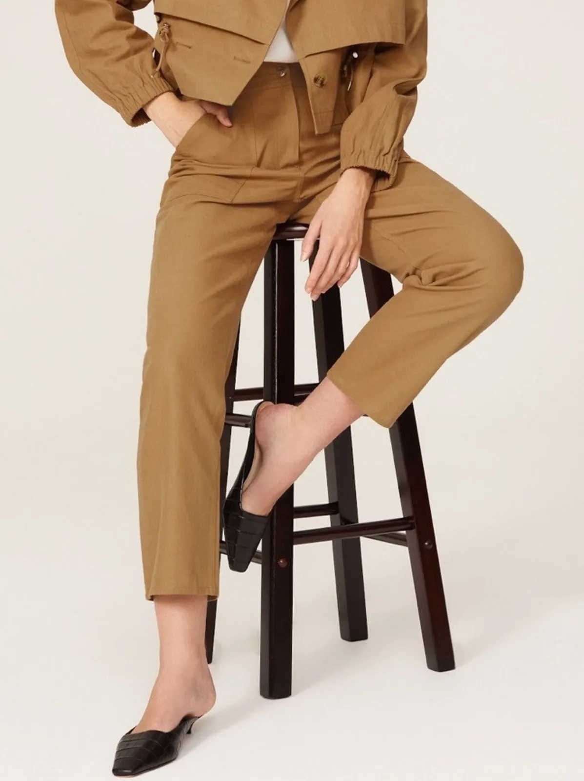 Thakoon Cargo Pants Straight Leg Twill Trouser Utility Twill Tan NWT $225 Size 4 - Image 1