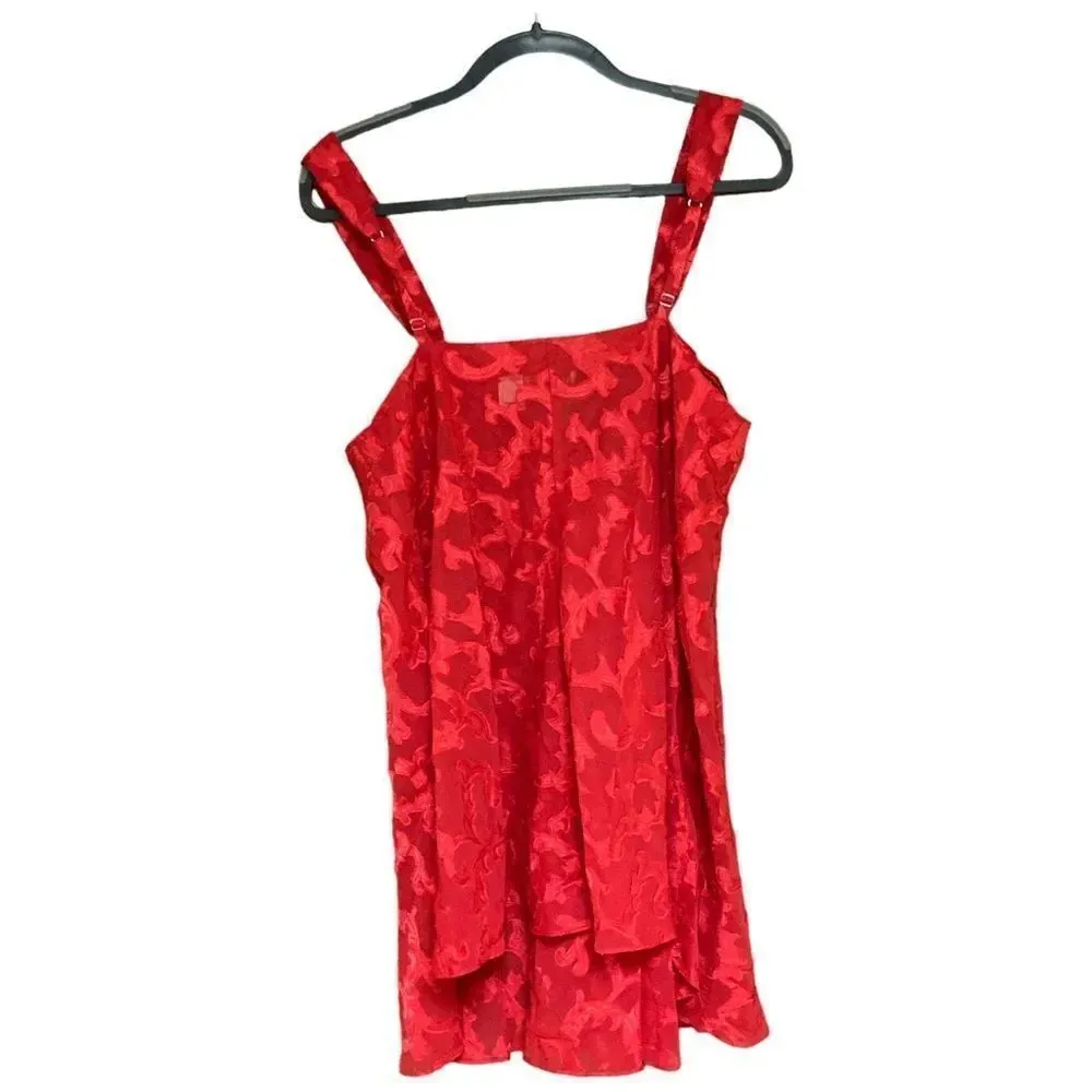 Vintage 1980s VICTORIA'S SECRET Gold Label Red Sheer Nightgown Size Large - Image 2