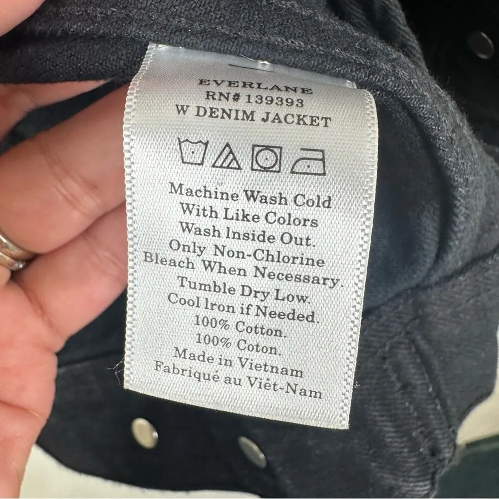 Everlane Jean Jacket Womens Small Black Cotton Denim Button Up Coat - Image 9