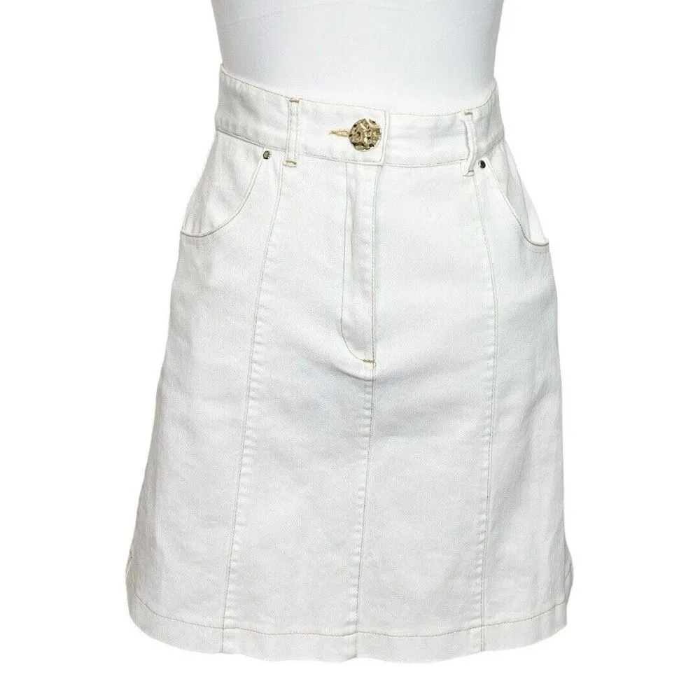 Sabina Musayev McKenna Mini Skirt High Rise Denim White Women’s Size S - Image 3