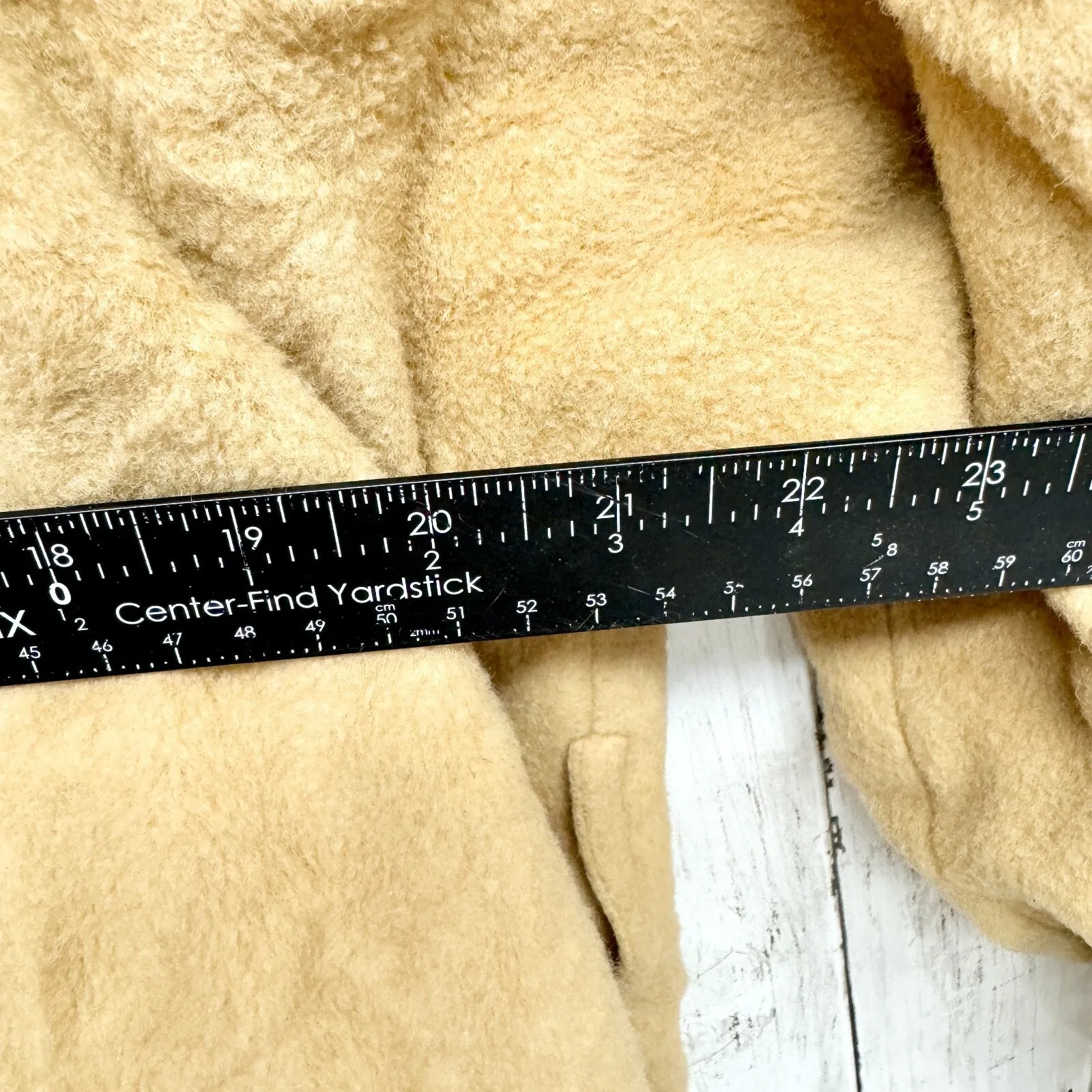 Perry Ellis Coat Women Size 6 Tan Wool Long Peacoat Collared Button Pockets - Image 5