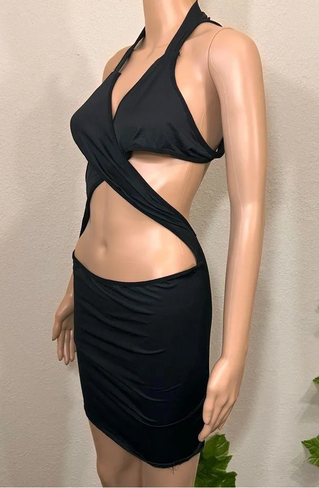 Black Strappy Club Sexy Dress New - Image 6