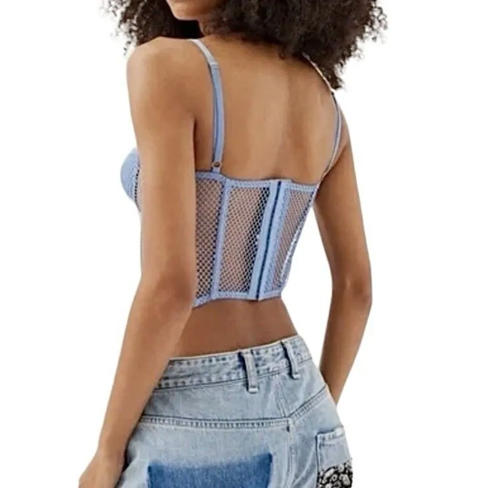 Urban Outfitters Womens Corset Sz Small Fishnet Corset Mermaid Core Whimsical - Image 8