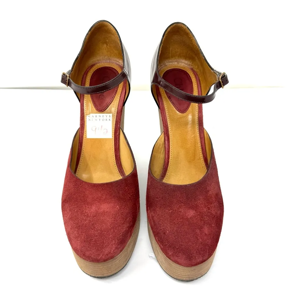 CHLOE leather and suede platform wedges, made in Italy, size 39.5 - Image 6