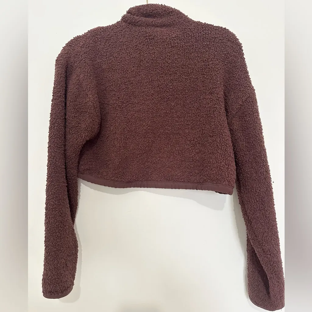 SKIMS Cozy Knit Half Zip Cropped Pullover XXS/XS brown - Image 3