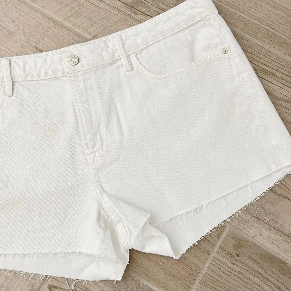 NEW Frame Le Grand Garcon Raw Hem Denim Short White Sz 34 - Image 10