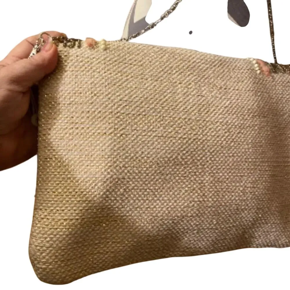 Embroidered Pink & Ivory Clutch with Removable Strap, New in Bag Pink - Image 4