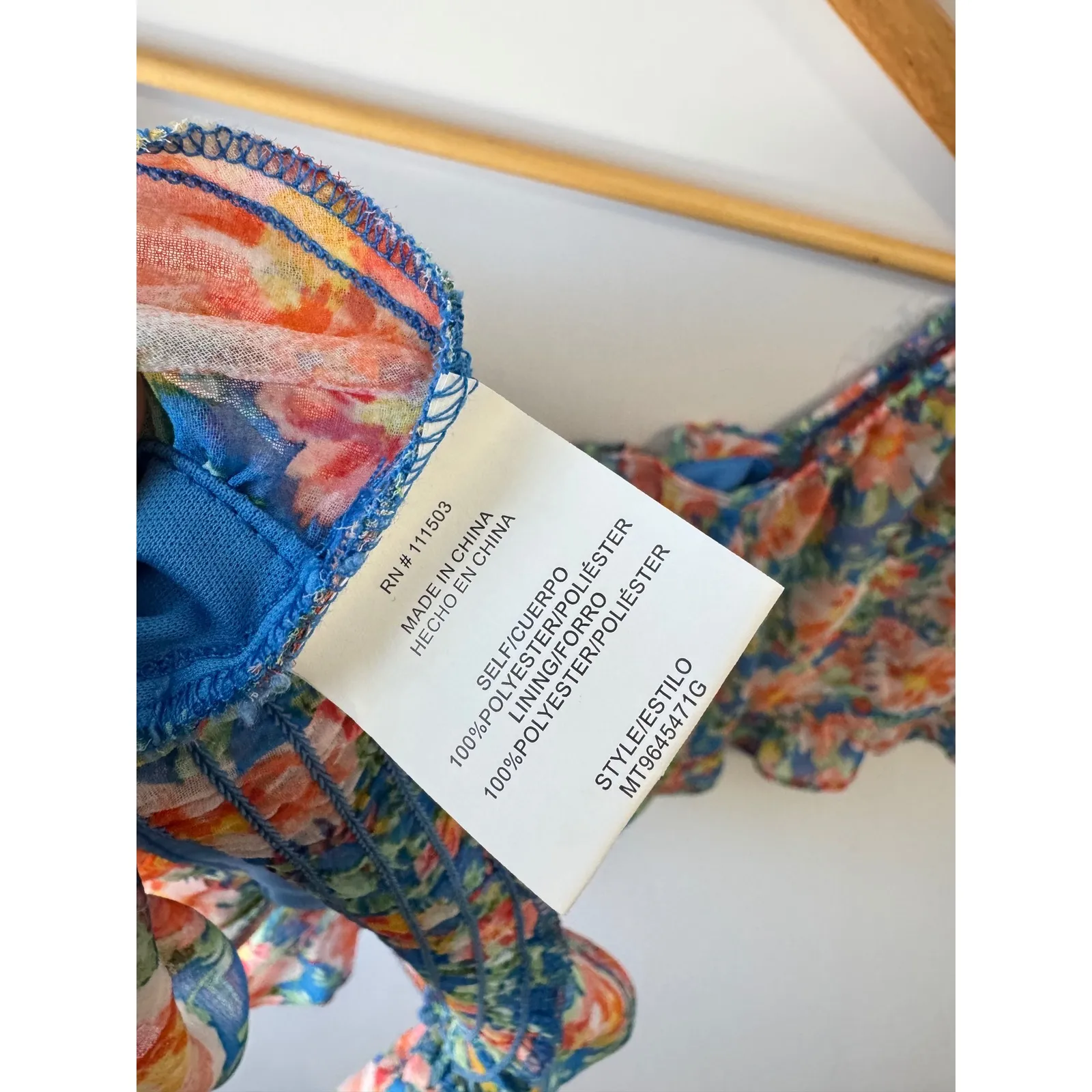 Lily Star Romance Floral Print Top Ruffle‎ Sleeve Lace Up Blouse Size Small - Image 6