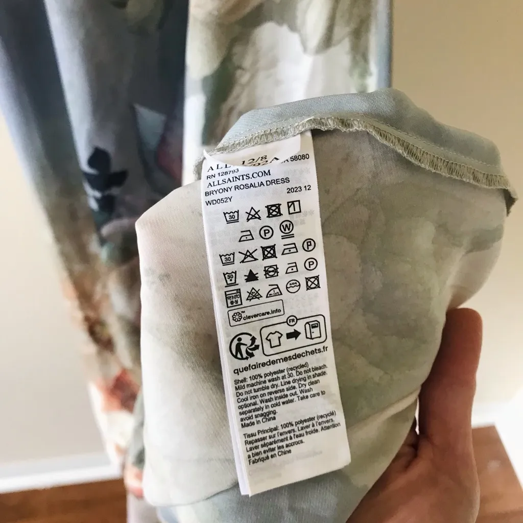 ALL SAINTS Bryony Rosalia Rose Abstract Print Slip Dress - Image 11