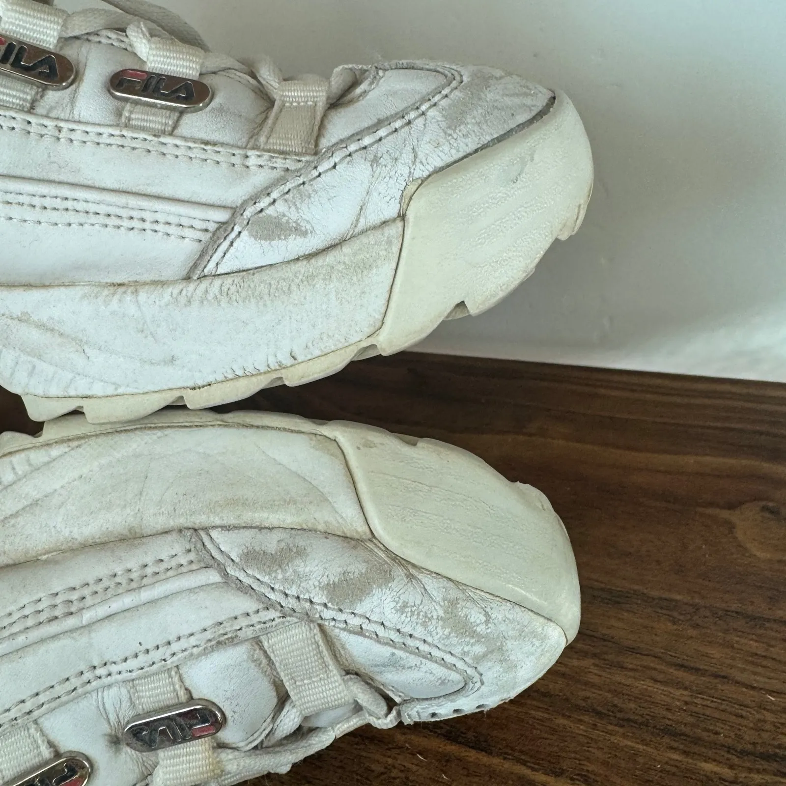 Y2K Vintage Fila 2002 Womens White Chunky Leather Lace up Sneaker sz 7 90s - Image 5