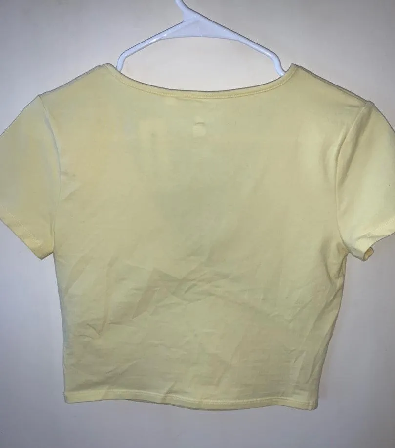 PacSun Light Yellow Cropped Tee - Image 3