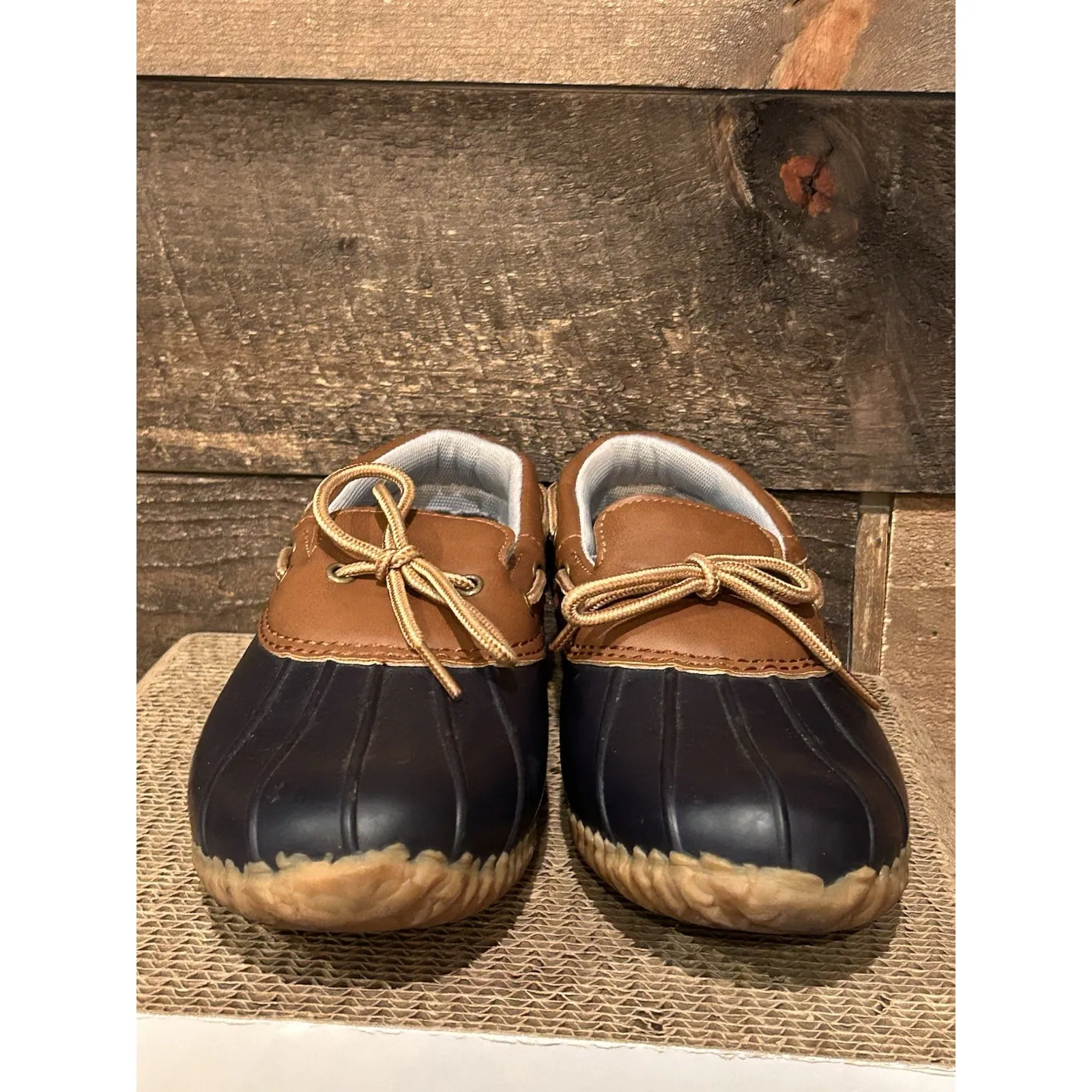 JBU By Jambu Womens Duck Shoes Size 7.5 M Brown & Navy Waterproof Slip-On Rubber - Image 4