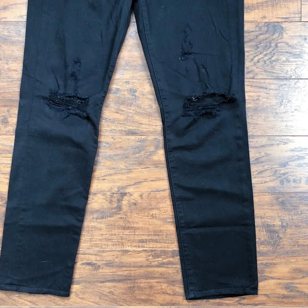J Brand • Caitland slim boyfriend jeans Retrograde wash black straight rip knee - Image 10